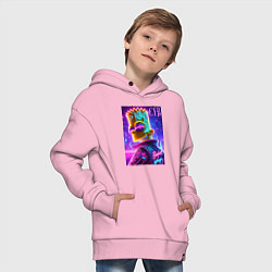 Толстовка оверсайз детская Cyber Bart - neon glow, цвет: светло-розовый — фото 2