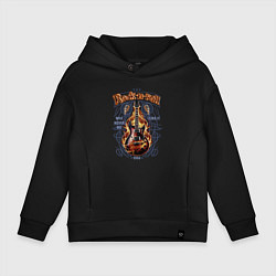 Детское худи оверсайз Огненный вихрь: Рок-н-ролл с гитарой и узором