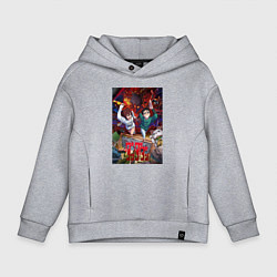 Толстовка оверсайз детская Дандадан: Момо и Кэн, цвет: меланж