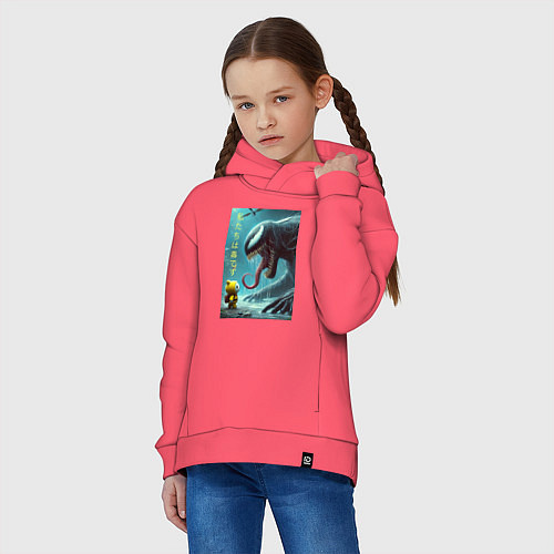 Детское худи оверсайз Baby and Symbiote - we are a Venom meme / Коралловый – фото 3