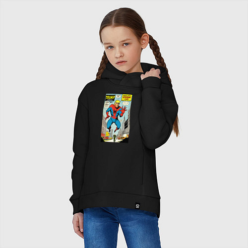 Детское худи оверсайз Spider-Trump - ai art fantasy / Черный – фото 3