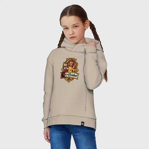 Детское худи оверсайз Hogwarts - gryffindor logo / Миндальный – фото 3