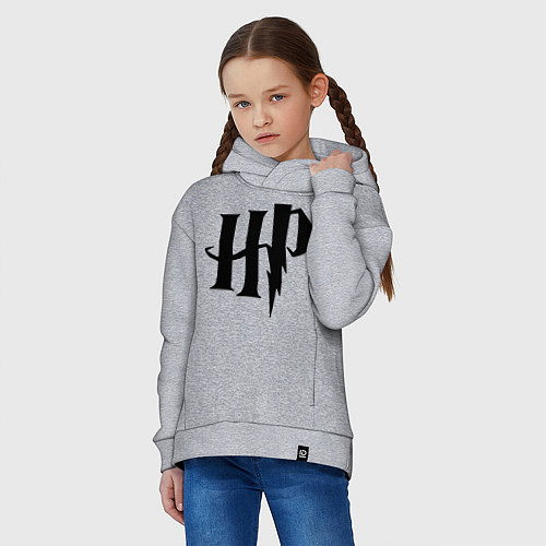 Детское худи оверсайз Гарри Поттер - логотип / Меланж – фото 3