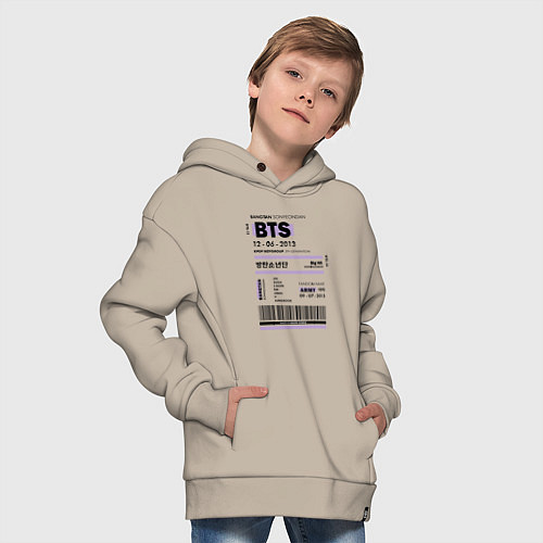 Детское худи оверсайз Bts ticket / Миндальный – фото 4
