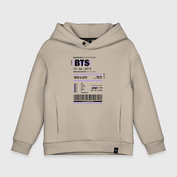 Толстовка оверсайз детская Bts ticket, цвет: миндальный