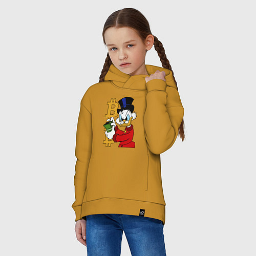 Детское худи оверсайз Duck tales - Scrooge bitcoin / Горчичный – фото 3
