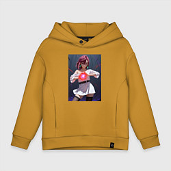Толстовка оверсайз детская Дандадан: Момо фаербол, цвет: горчичный