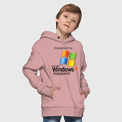 Толстовка оверсайз детская Предназначен для windows xp, цвет: пыльно-розовый — фото 2
