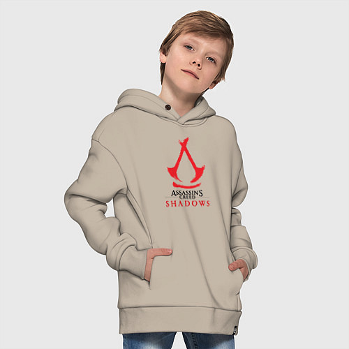 Детское худи оверсайз Assassins Creed Shadows - badge / Миндальный – фото 4