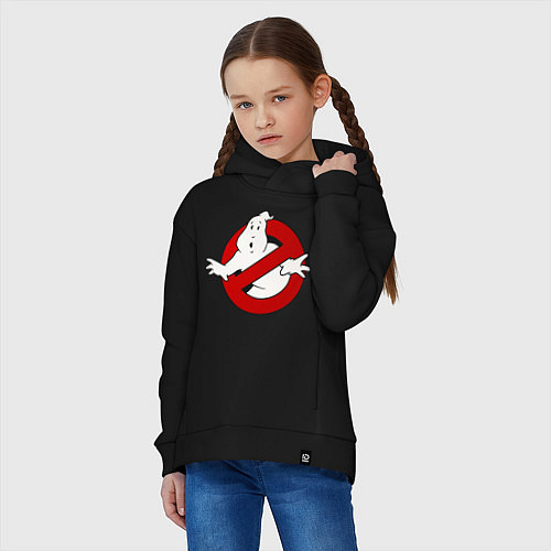 Детское худи оверсайз Ghostbusters - logo / Черный – фото 3