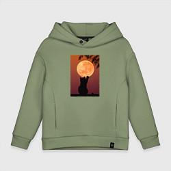 Детское худи оверсайз Кот трогает луну