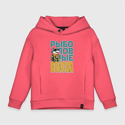 Толстовка оверсайз детская Акула в военной форме, цвет: коралловый