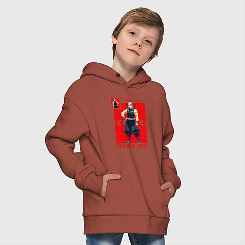 Детское худи оверсайз Клинок рассекающий демонов Тенген Узуй / Кирпичный – фото 4