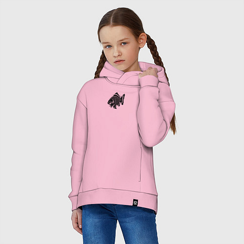 Детское худи оверсайз Декоративная татуировка рыбы / Светло-розовый – фото 3