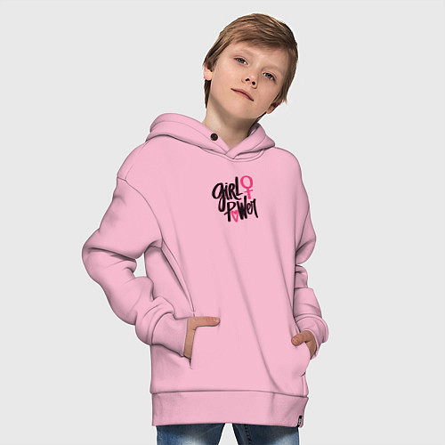Детское худи оверсайз Girl power black and pink / Светло-розовый – фото 4