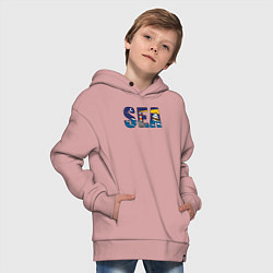 Толстовка оверсайз детская Парусник на морских волнах, цвет: пыльно-розовый — фото 2