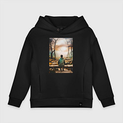 Детское худи оверсайз Мальчик на скамейке