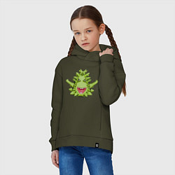 Толстовка оверсайз детская Cartoon monster with spikes green, цвет: хаки — фото 2