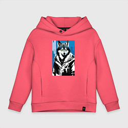 Детское худи оверсайз Волк в мегаполисе - нейроарт