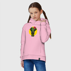 Толстовка оверсайз детская Слон и цветок, цвет: светло-розовый — фото 2