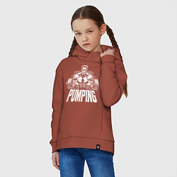 Толстовка оверсайз детская Арнольд Шварценеггер - качалка, цвет: кирпичный — фото 2