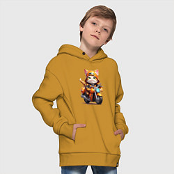 Толстовка оверсайз детская Мотокотик, цвет: горчичный — фото 2