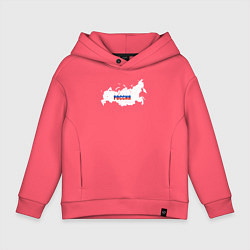 Толстовка оверсайз детская Россия карта, цвет: коралловый