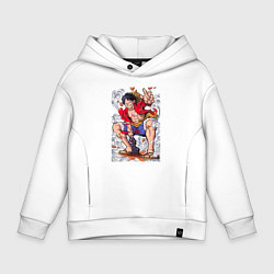 Толстовка оверсайз детская One piece Луффи, цвет: белый