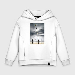 Толстовка оверсайз детская Люди с зонтиками, цвет: белый
