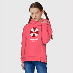 Толстовка оверсайз детская Umbrella corporation logo, цвет: коралловый — фото 2