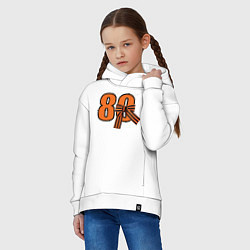 Толстовка оверсайз детская Георгиевская ленточка и цифра 80 лет победы, цвет: белый — фото 2
