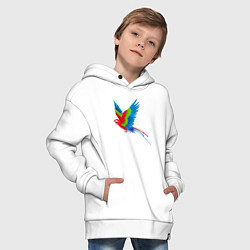 Толстовка оверсайз детская Экзотический попугай, цвет: белый — фото 2