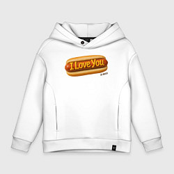 Толстовка оверсайз детская Hot dog I love you, цвет: белый