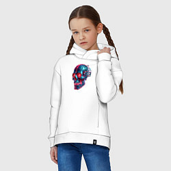 Толстовка оверсайз детская Metal cyber skull - ai art, цвет: белый — фото 2