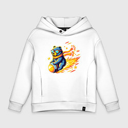 Толстовка оверсайз детская Медведь-метеорит, цвет: белый