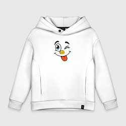 Толстовка оверсайз детская Позитивный смайлик, цвет: белый