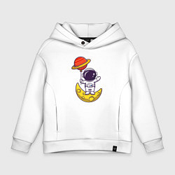 Толстовка оверсайз детская Сатурн и Луна, цвет: белый