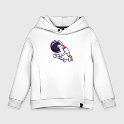 Толстовка оверсайз детская Супер космонавт в полёте, цвет: белый