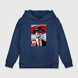 Толстовка оверсайз детская Бендер в костюме и шляпе на пляже - прикол, цвет: тёмно-синий