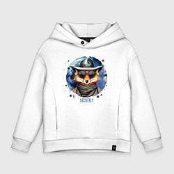 Толстовка оверсайз детская Лис шпион секретный агент, цвет: белый