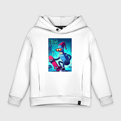Толстовка оверсайз детская Bender skateboarding - ai art fantasy, цвет: белый