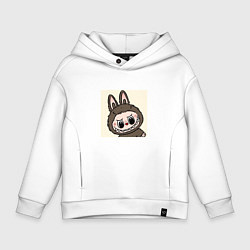 Толстовка оверсайз детская Лабубу с милой мордашкой, цвет: белый