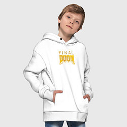 Толстовка оверсайз детская Doom final gold logo, цвет: белый — фото 2