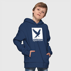 Толстовка оверсайз детская Летящий воробей, цвет: тёмно-синий — фото 2