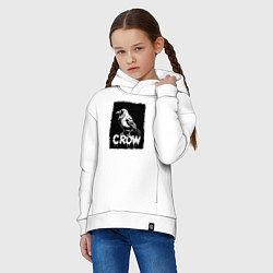 Толстовка оверсайз детская Ворона в черном штрихе, цвет: белый — фото 2