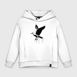 Толстовка оверсайз детская Летящая Чайка, цвет: белый