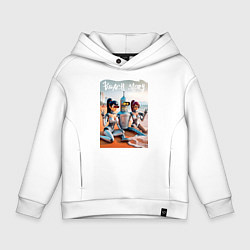 Детское худи оверсайз Бендер с двумя подругами на летнем пляже