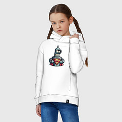 Толстовка оверсайз детская Super Bender meme, цвет: белый — фото 2