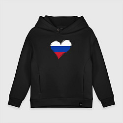 Толстовка оверсайз детская Сердечко России, цвет: черный