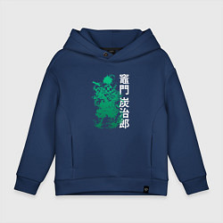 Детское худи оверсайз Клинок рассекающий демонов - зеленый